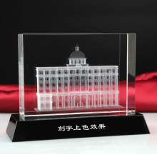 Modelo de láser 3D Architectural Modelo Crystal Glass Cube Pisapapeles